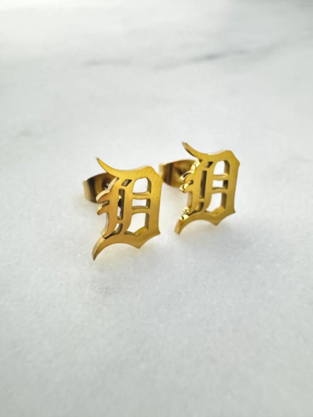 Detroit Tigers Earrings - Detroit D - Gold Studs - Gold Earrings - Y2K